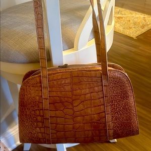 Furla Tan Shoulder Bag with Crocodile Texture